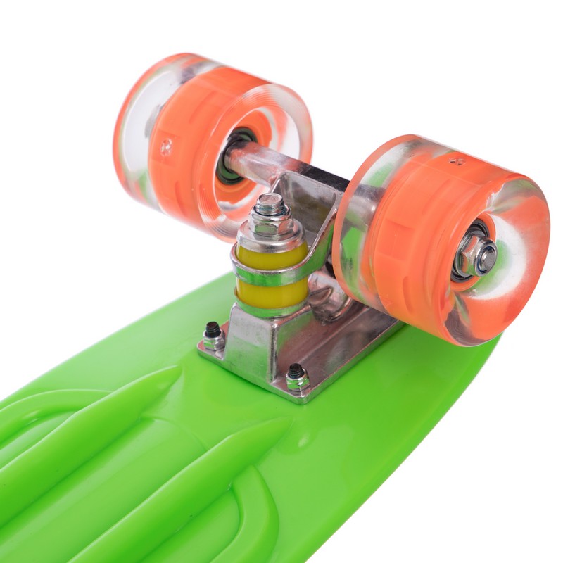 Пенні борд Penny Board круїзер пластиковий з колесами які світяться SP-Sport SK-5672-7 салатовий-помаранчевий
