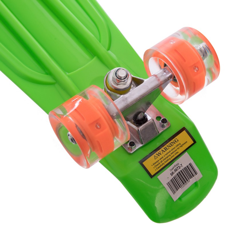 Пенні борд Penny Board круїзер пластиковий з колесами які світяться SP-Sport SK-5672-7 салатовий-помаранчевий