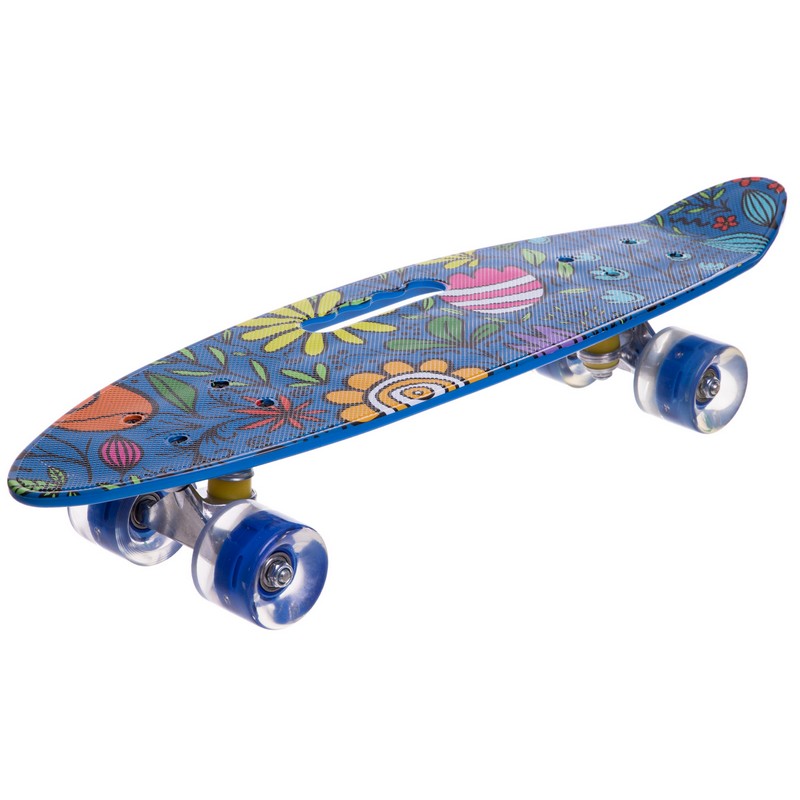 Пенні борд Penny Board круїзер пластиковий з колесами які світяться та ручкою для перенесення 24