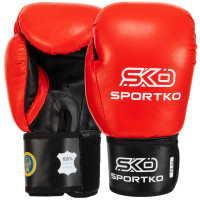 Боксерські рукавиці шкіряні професійні з печаткою ФБУ SPORTKO ПК1 SP-4705 10-12унцій кольори в асортименті