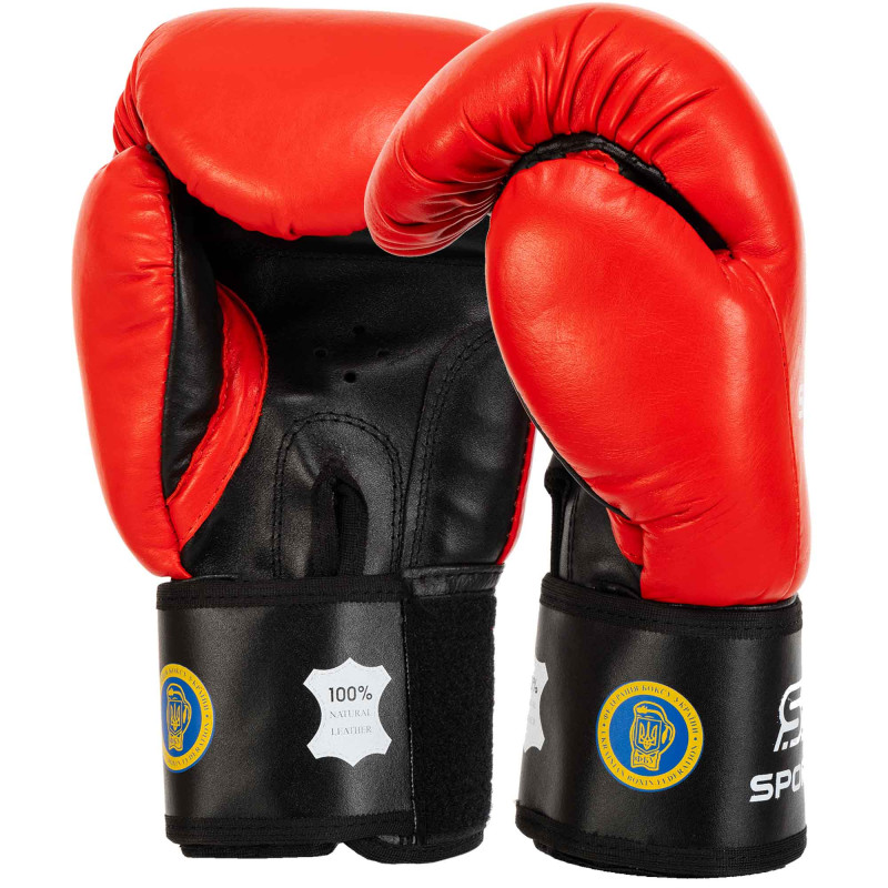Боксерські рукавиці шкіряні професійні з печаткою ФБУ SPORTKO ПК1 SP-4705 10-12унцій кольори в асортименті