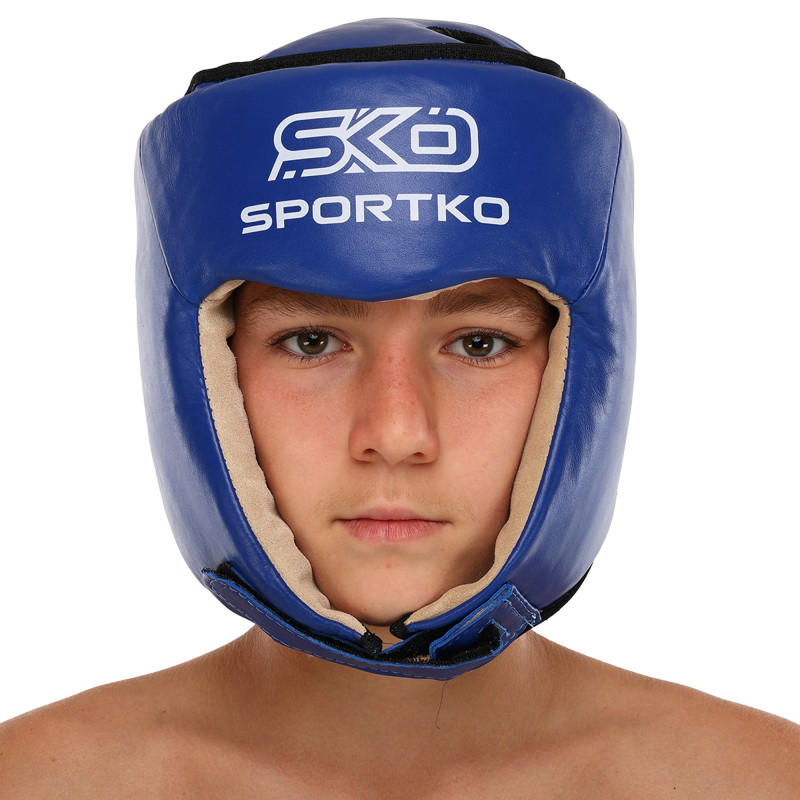 Шолом боксерський професійний відкритий шкіряний ФБУ SPORTKO ОК1 SP-4706 М-XL кольори в асортименті