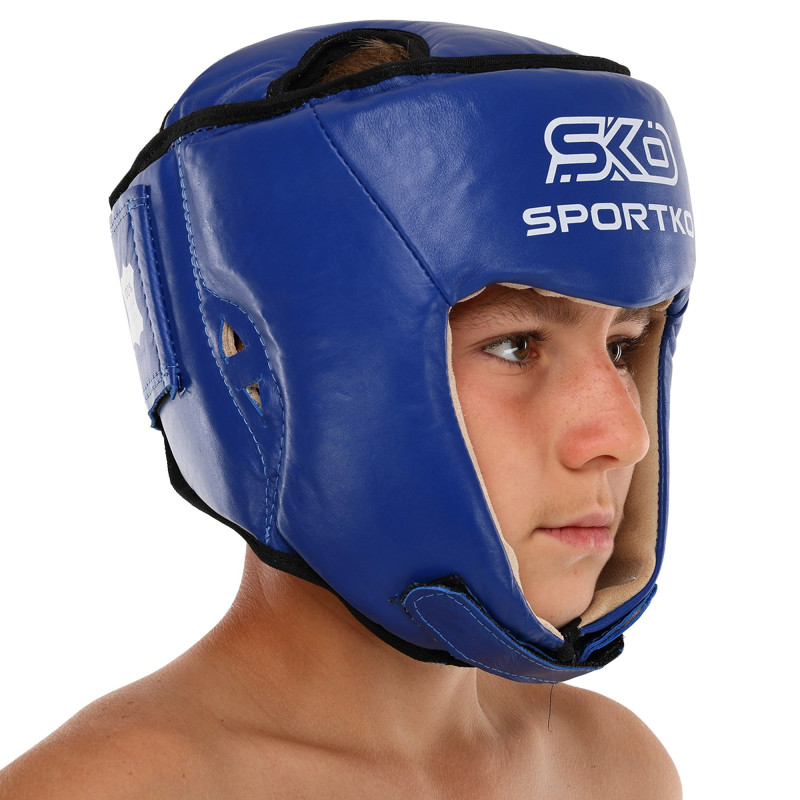 Шолом боксерський професійний відкритий шкіряний ФБУ SPORTKO ОК1 SP-4706 М-XL кольори в асортименті