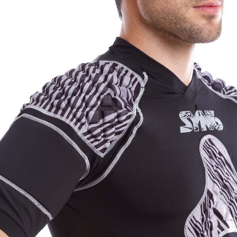 Футболка захисна для гри в регбі регбійка SYN6 SS375-F L-XL чорний-сірий