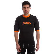 Футболка захисна для гри в регбі регбійка SYN6 SS402 L-XL чорний-помаранчевий