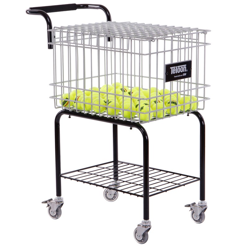 Кошик для тенісних м'ячів візок TENNIS BALL CART на 350 м'ячів TELOON T115-350 чорний-срібний