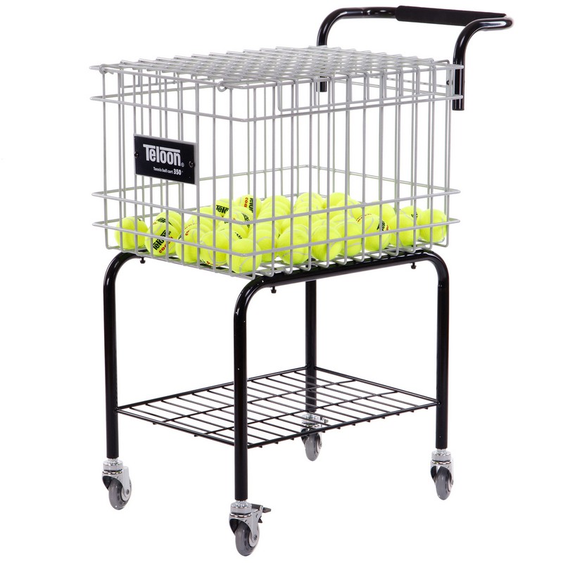 Кошик для тенісних м'ячів візок TENNIS BALL CART на 350 м'ячів TELOON T115-350 чорний-срібний
