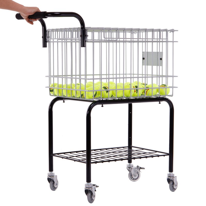 Кошик для тенісних м'ячів візок TENNIS BALL CART на 350 м'ячів TELOON T115-350 чорний-срібний