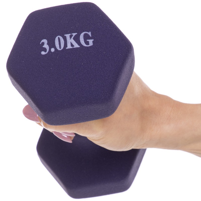 Гантель для фітнесу неопреновий SP-Planeta TA-0001-3 1шт 3кг кольори в асортименті