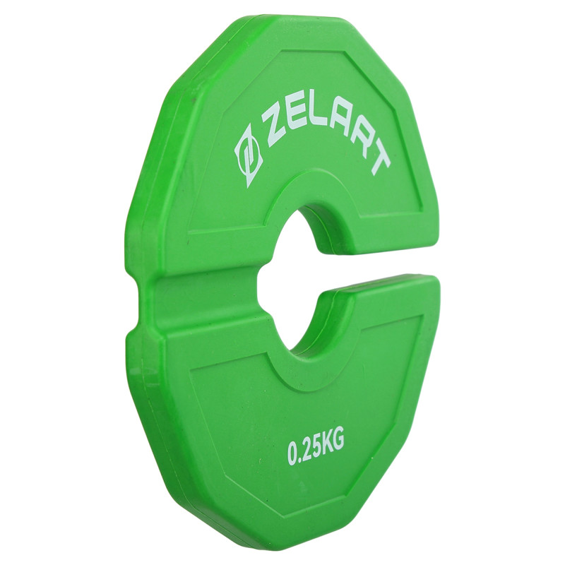 Блини диски змінні гумові Rubber Change Plates Zelart TA-1692-0_25 0,25 кг зелений