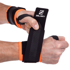 Бинти кистьові для жиму STRENGTH WRIST WRAPS Zelart TA-2256 2штуки чорний-помаранчевий
