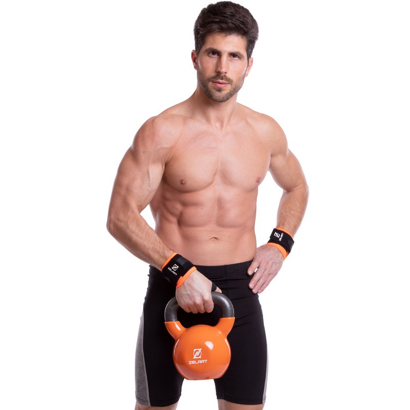 Бинти кистьові для жиму STRENGTH WRIST WRAPS Zelart TA-2256 2штуки чорний-помаранчевий