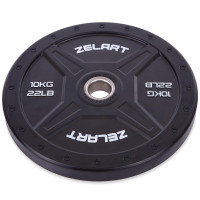 Бамперні диски гумові Bumper Plates Zelart TA-2258-10 50,4мм 10кг чорний