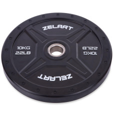 Бамперні диски гумові Bumper Plates Zelart TA-2258-10 50,4мм 10кг чорний