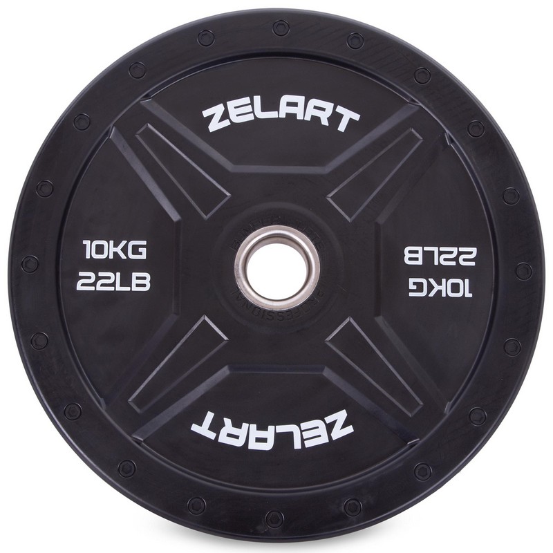 Бамперні диски гумові Bumper Plates Zelart TA-2258-10 50,4мм 10кг чорний