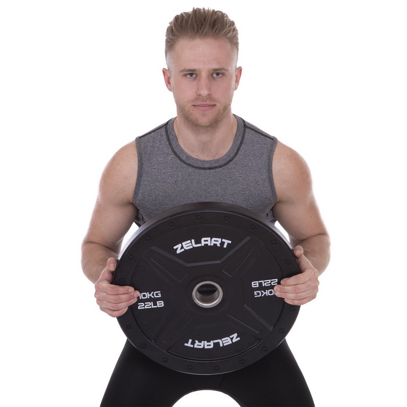 Бамперні диски гумові Bumper Plates Zelart TA-2258-10 50,4мм 10кг чорний
