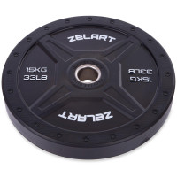 Бамперні диски гумові Bumper Plates Zelart TA-2258-15 50,4мм 15кг чорний