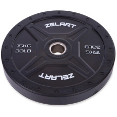 Бамперні диски гумові Bumper Plates Zelart TA-2258-15 50,4мм 15кг чорний