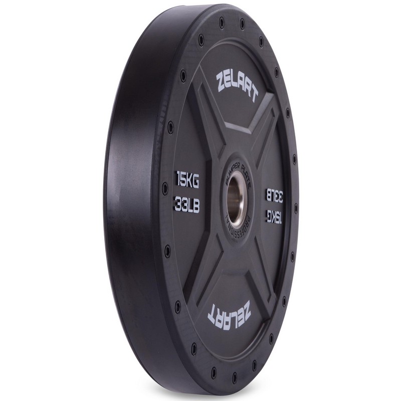 Бамперні диски гумові Bumper Plates Zelart TA-2258-15 50,4мм 15кг чорний