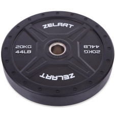 Бамперні диски гумові Bumper Plates Zelart TA-2258-20 50,4мм 20кг чорний