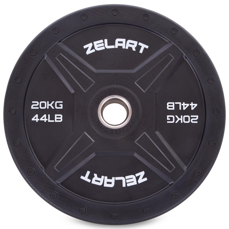 Бамперні диски гумові Bumper Plates Zelart TA-2258-20 50,4мм 20кг чорний