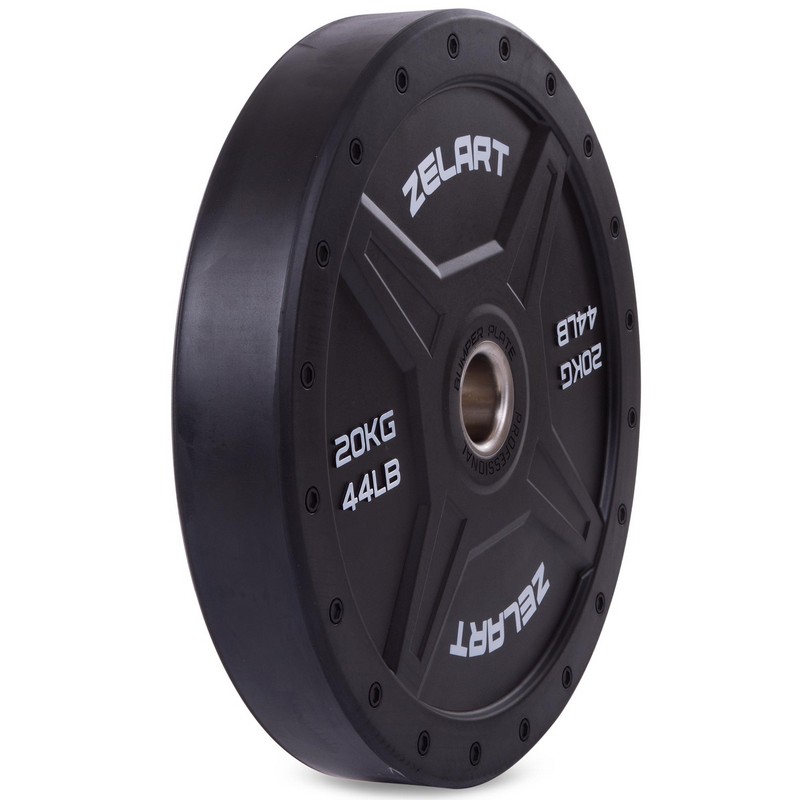 Бамперні диски гумові Bumper Plates Zelart TA-2258-20 50,4мм 20кг чорний