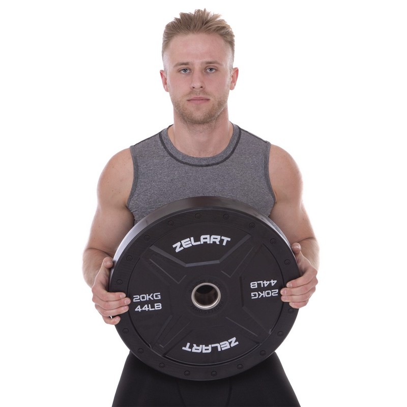 Бамперні диски гумові Bumper Plates Zelart TA-2258-20 50,4мм 20кг чорний