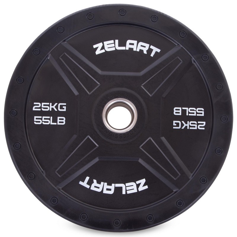 Бамперні диски гумові Bumper Plates Zelart TA-2258-25 50,4мм 25кг чорний