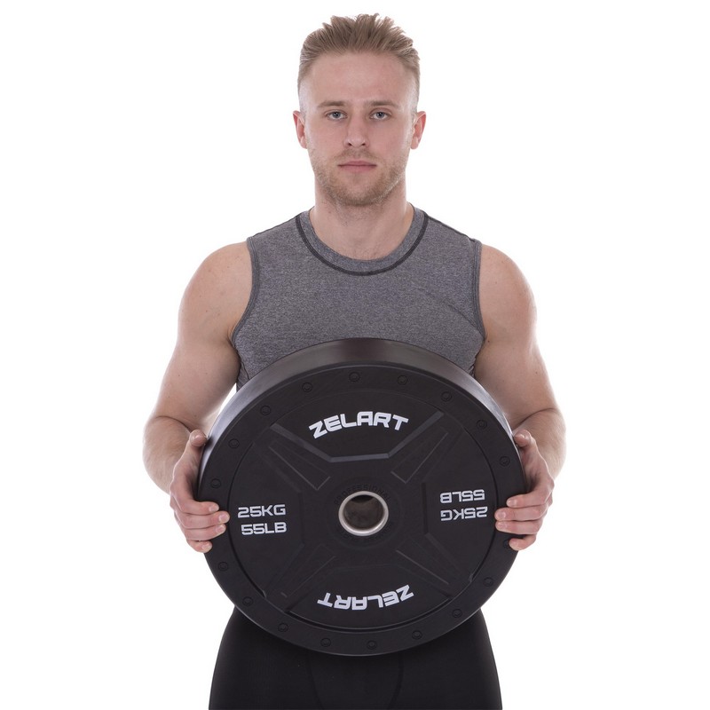 Бамперні диски гумові Bumper Plates Zelart TA-2258-25 50,4мм 25кг чорний