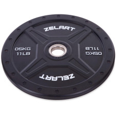 Бамперні диски гумові Bumper Plates Zelart TA-2258-5 50,4мм 5кг чорний