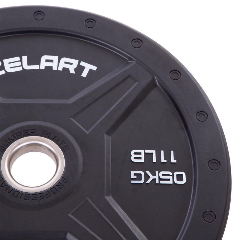 Бамперні диски гумові Bumper Plates Zelart TA-2258-5 50,4мм 5кг чорний