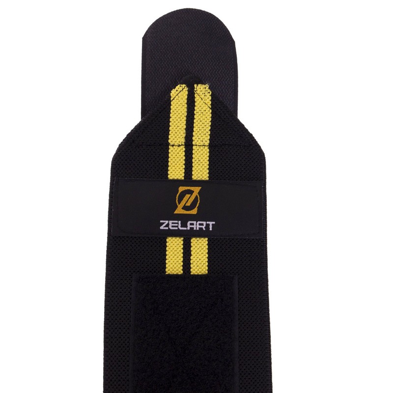 Бинти кистьові для жиму STRENGTH WRIST WRAPS Zelart TA-2645 2шт чорний-жовтий