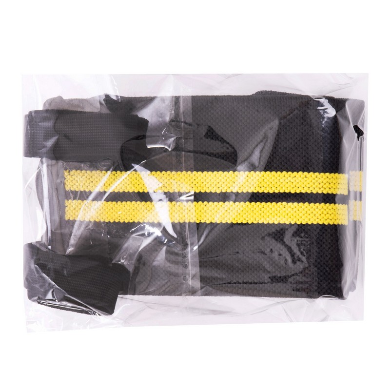 Бинти кистьові для жиму STRENGTH WRIST WRAPS Zelart TA-2645 2шт чорний-жовтий