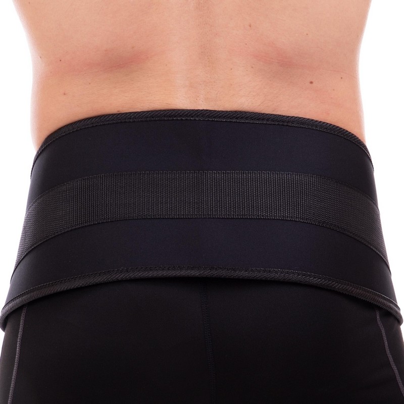 Пояс атлетичний для обтяження текстильний з ланцюгом та карабіном Zelart Dipping Belt TA-2647 спинка-20см чорний
