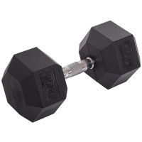 Гантель цільна шестигранна гексагональна обгумована Zelart TA-2679-25 1шт 25кг чорний