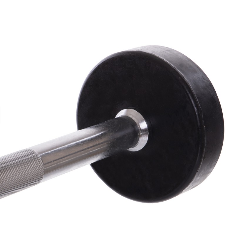 Штанга нерозбірна з фіксованою вагою пряма гумова Zelart Rubber Coated Barbell TA-2685-10 довжина-95см 10кг чорний