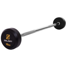 Штанга нерозбірна з фіксованою вагою пряма гумова Zelart Rubber Coated Barbell TA-2685-15 довжина-95см 15кг чорний