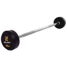 Штанга нерозбірна з фіксованою вагою пряма гумова Zelart Rubber Coated Barbell TA-2685-20 довжина-95см 20кг чорний