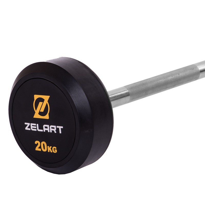 Штанга нерозбірна з фіксованою вагою пряма гумова Zelart Rubber Coated Barbell TA-2685-20 довжина-95см 20кг чорний