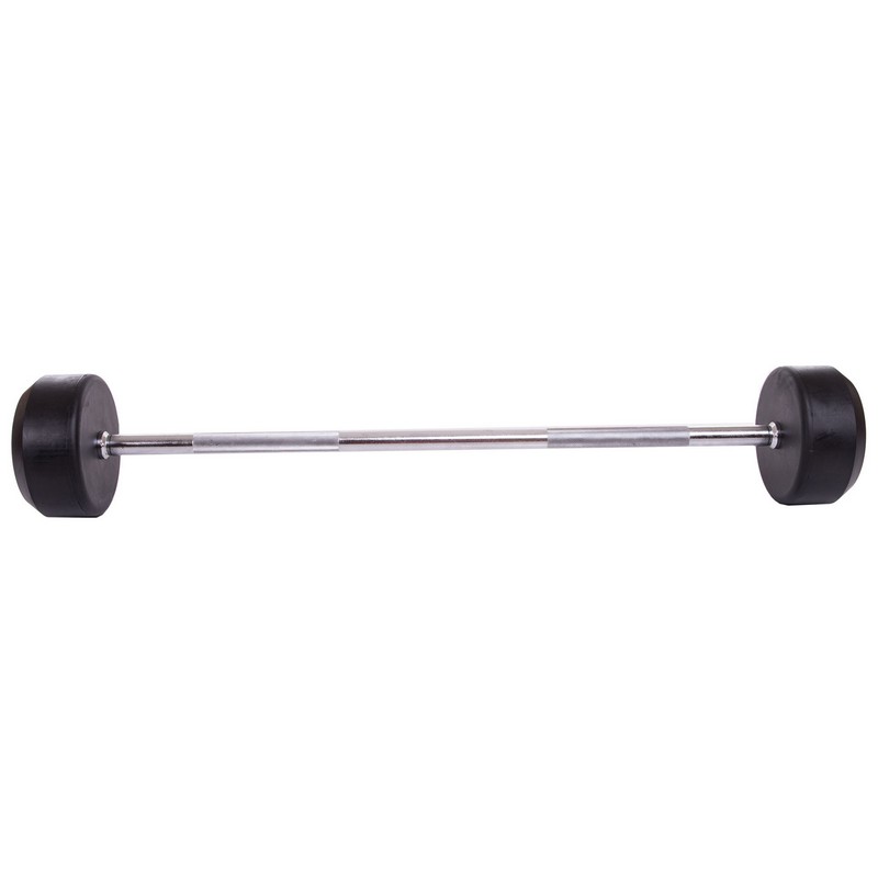 Штанга нерозбірна з фіксованою вагою пряма гумова Zelart Rubber Coated Barbell TA-2685-35 довжина-95см 35кг чорний