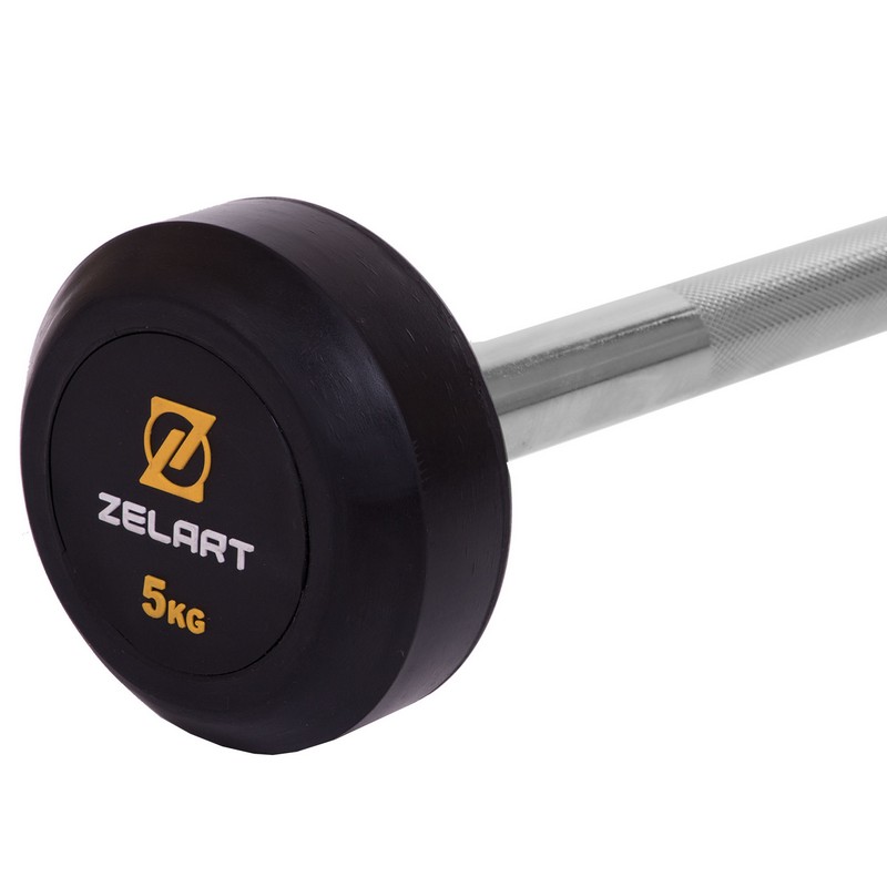Штанга нерозбірна з фіксованою вагою пряма гумова Zelart Rubber Coated Barbell TA-2685-5 довжина-95см 5кг чорний