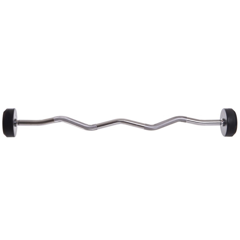 Штанга нерозбірна з фіксованою вагою вигнута гумова Zelart Rubber Coated Barbell TA-2687-10 довжина-95см 10кг чорний