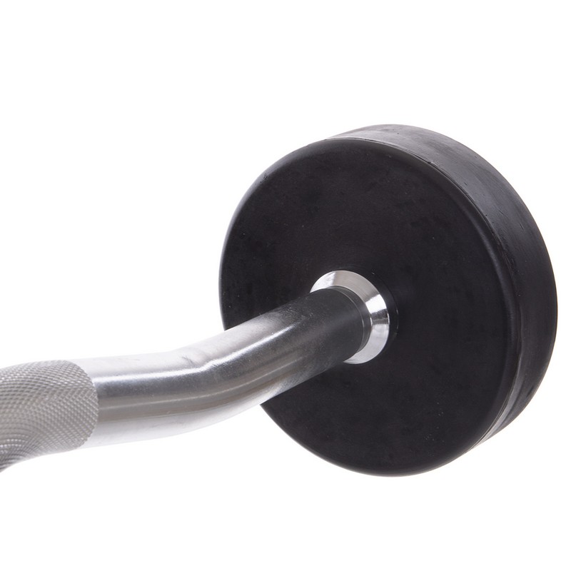Штанга нерозбірна з фіксованою вагою вигнута гумова Zelart Rubber Coated Barbell TA-2687-10 довжина-95см 10кг чорний
