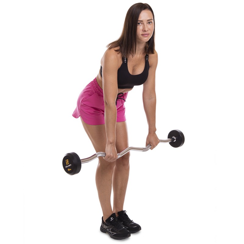 Штанга нерозбірна з фіксованою вагою вигнута гумова Zelart Rubber Coated Barbell TA-2687-10 довжина-95см 10кг чорний