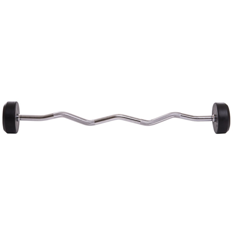 Штанга нерозбірна з фіксованою вагою вигнута гумова Zelart Rubber Coated Barbell TA-2687-15 довжина-95см 15кг чорний