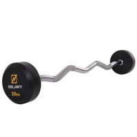 Штанга нерозбірна з фіксованою вагою вигнута гумова Zelart Rubber Coated Barbell TA-2687-20 довжина-95см 20кг чорний