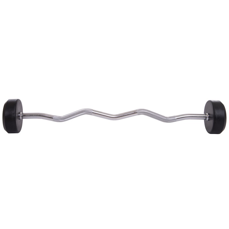 Штанга нерозбірна з фіксованою вагою вигнута гумова Zelart Rubber Coated Barbell TA-2687-20 довжина-95см 20кг чорний