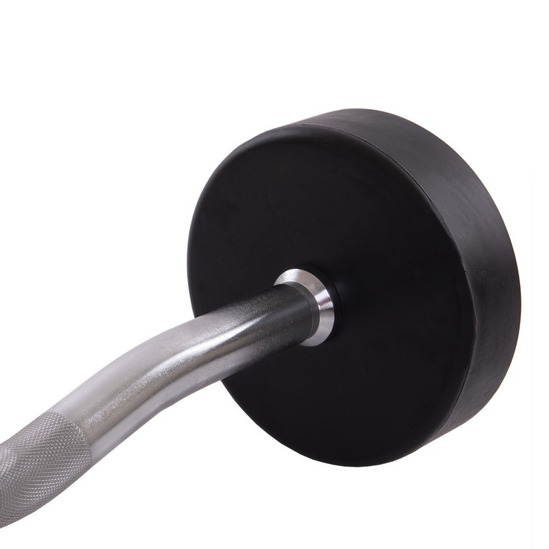 Штанга нерозбірна з фіксованою вагою вигнута гумова Zelart Rubber Coated Barbell TA-2687-20 довжина-95см 20кг чорний
