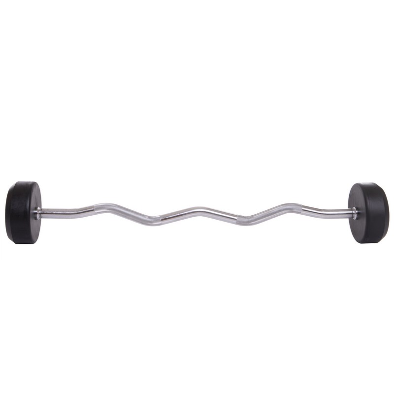 Штанга нерозбірна з фіксованою вагою вигнута гумова Zelart Rubber Coated Barbell TA-2687-25 довжина-95см 25кг чорний