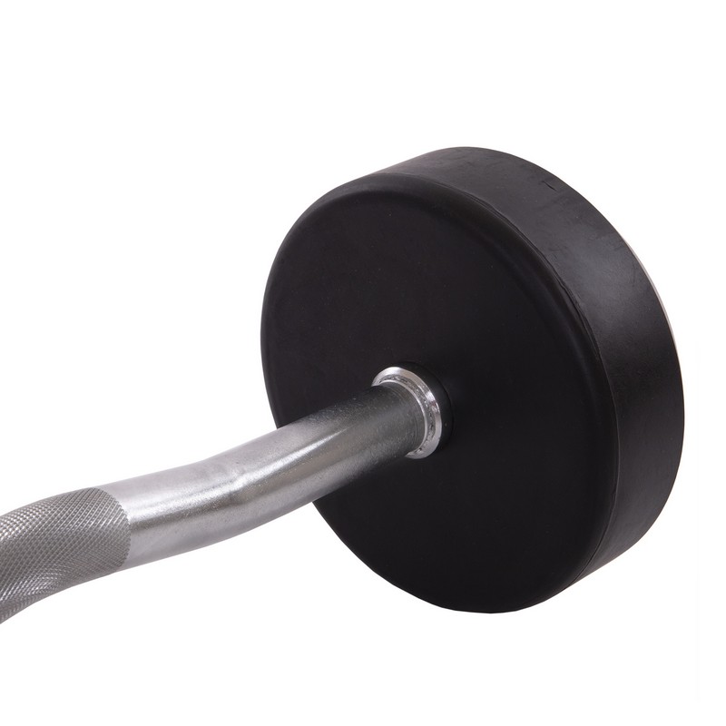 Штанга нерозбірна з фіксованою вагою вигнута гумова Zelart Rubber Coated Barbell TA-2687-25 довжина-95см 25кг чорний